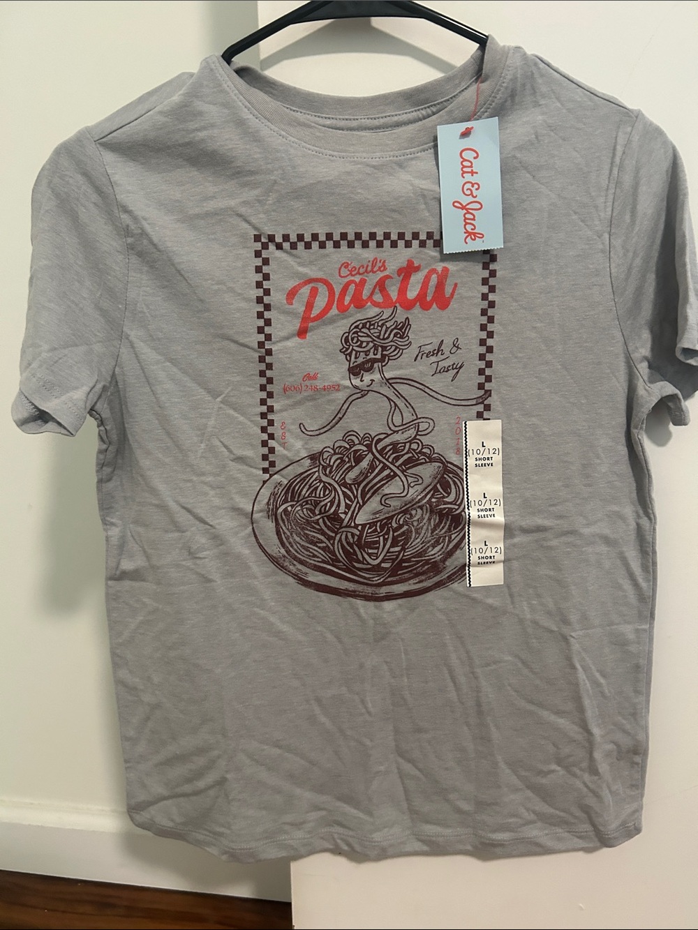 Cat & Jack Light Gray 'Cecil's Pasta' Graphic Tee